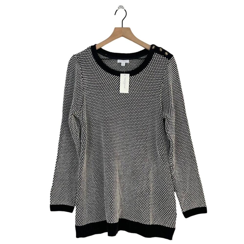 Charter Club Women's Plus Size Button-Trim Contrast-Accent‎ Sweater Size 1X NWT - Picture 2 of 9